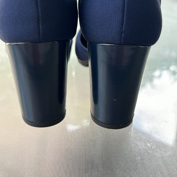Anne Klein iFlex navy block heel - double cross-cross ankle strap. Sz 9.5 - Picture 5 of 6